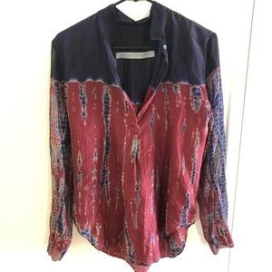 Raquel Allegra Silk Tie Dye Henley Shirt